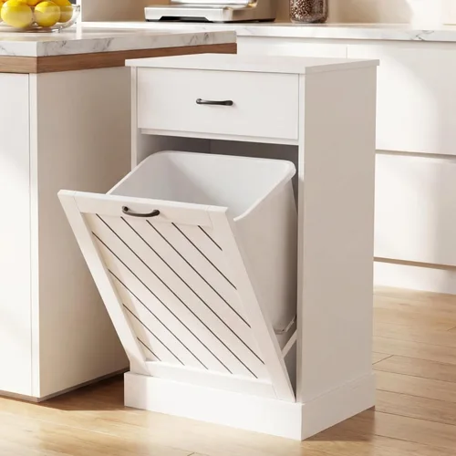Vista 9 de njnj 2x13 Gallons Double Tilt Out Trash Can Cabinet Brown