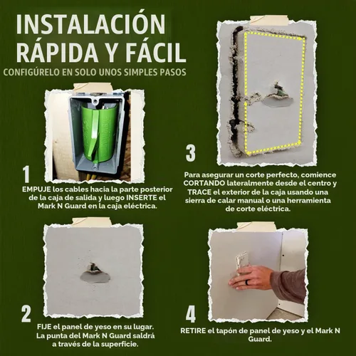 Vista 6 de Buddy Tools Mark N Guard, Juego de 5 - Marcador de Tomas de Panel de Yeso para Acabado - Protege los Cables Durante la Instalación de Paneles