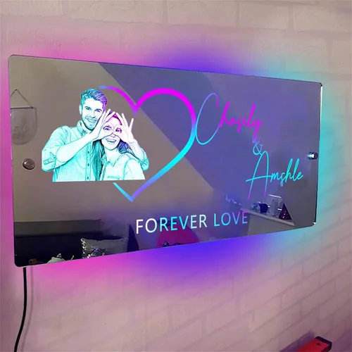 Vista 10 de Espejo de barra de nombre LED personalizado, letreros de neón iluminados para decoración de pared para bar en casa, día de San Valentín y regalos