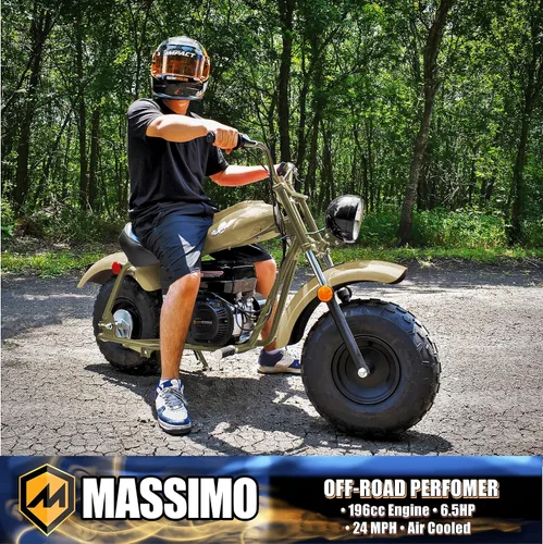 Vista 3 de Massimo Motor Warrior200 196CC Motor Super Size Mini Moto Trail Bike MX Street para niños y adultos Neumáticos anchos Motocicleta Powersport
