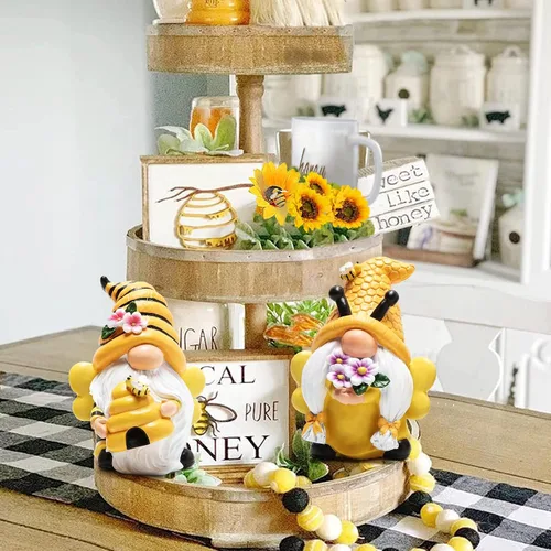 Vista 4 de Hodao Decoraciones de gnomos de jardín de primavera, gnomos de abeja de miel, decoración del Día Mundial de las Abejas, Regalos - Figura de enano