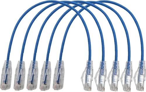 Vista 9 de MICRO CONNECTORS Cable de conexión ultradelgado Cat6A de 1 pie de 28 AWG, color azul (E09-001BL-SLIM)