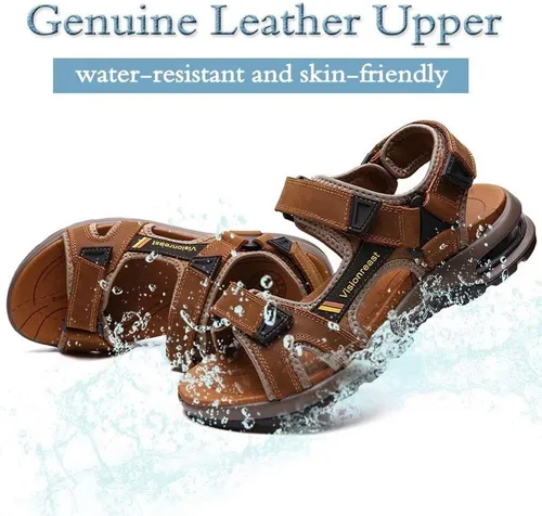 Vista 2 de visionreast Sandalias atléticas para hombre con puntera abierta, sandalias antideslizantes con cojín de aire, sandalias casuales de playa