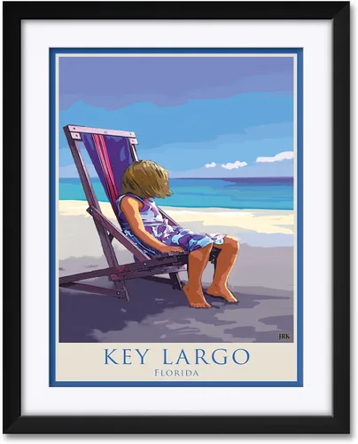 Vista 6 de Key Largo Florida Girl in Beach Chair Giclée Art Print Póster de Alla Prima Painting por la artista Joanne Kollman 9 x 12 pulgadas