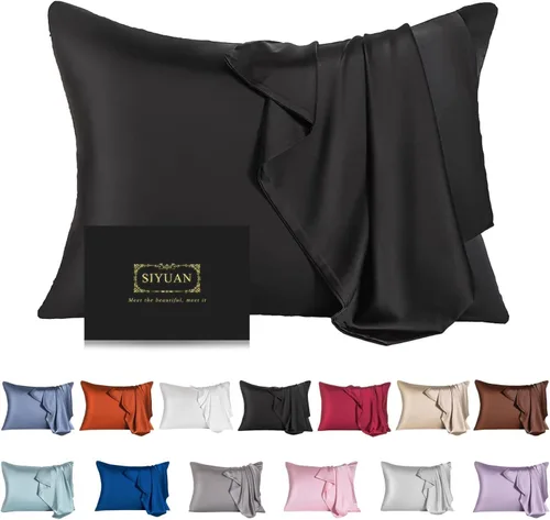 Vista 40 de Funda de almohada de seda de morera para cabello y piel - Funda de almohada de seda refrescante con cremallera oculta, de doble lado, suave