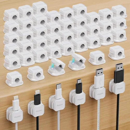 Vista 8 de Picozon Paquete de 6 Clips Magnéticos para Cables Organizador Soporte de Cables, Picozon Organizador Adhesivo de Gestión de Cables, Soporte