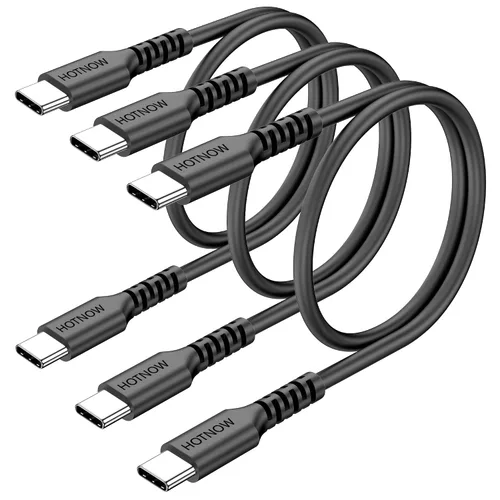 Vista 7 de Cable corto USB C a USB C de 0.5 pies, paquete de 3, cable de carga rápida