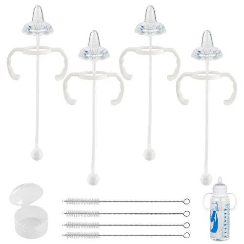 Vista 10 de Kit de conversión de vaso para biberones de vidrio estrechos y estrechos de Dr. Browns, kit de transición a prueba de derrames con boquilla