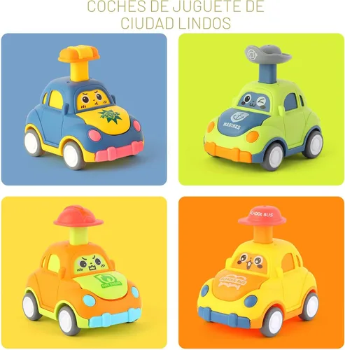 Vista 6 de Juguetes de coche para niños pequeños de 1 a 3 años, regalo de cumpleaños para niños y niñas de 1 a 3 años, juguetes de vehículos urbanos para tirar