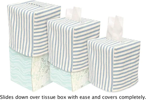 Vista 5 de Funda para caja de pañuelos de tela, funda para pañuelos de papel, se desliza sobre cajas de pañuelos faciales de cartón cuadrado - Tela decorativa