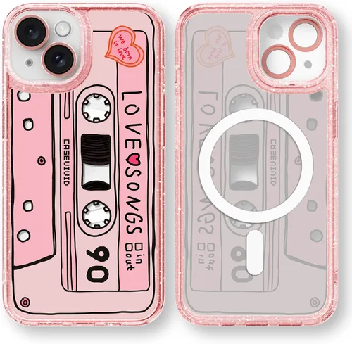 Vista 141 de Compatible para iPhone 13 Funda Bonita Estética - Funda para Teléfono Rosa con Purpurina con Protector de Cámara - Diseño de Cubierta
