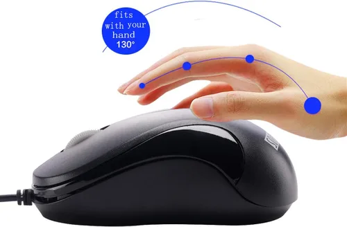 Vista 2 de SOONGO - Mouse USB para computadora, 2 unidades, ergonómico, óptico, con cable, para oficina y hogar, compatible con computadora, laptop, PC