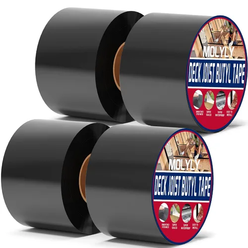 Vista 14 de Cinta de Viguetas para Terrazas de 1-5/8" x 50', 6 Rollos de Cinta de Viguetas de Cubierta Resistente a la Intemperie, Cinta de Viguetas de Butilo