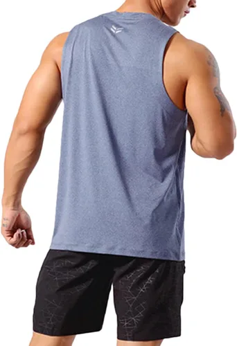 Vista 3 de Camiseta sin mangas para hombre de entrenamiento muscular, chaleco de gimnasio, fitness, trotar, deportes, secado rápido, T49T51