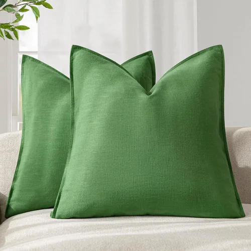 Vista 28 de Foindtower Juego de 2, Fundas Decorativas de Almohada de Lino Sólido Suaves Fundas de Cojín Europeo de Acento Estilo Granja Neutral para Silla Sofá