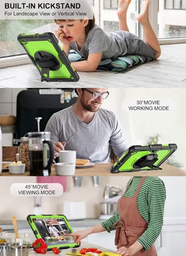 Vista 2 de Funda para Samsung Galaxy Tab S6 Lite de 10.4 pulgadas 2024/2022/2020 (SM-P610/P615/P613/P619), protección con soporte giratorio, correa de hombro