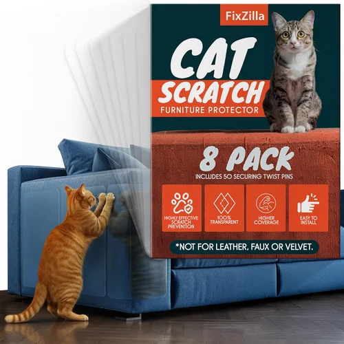 Vista 12 de Protector Anti Arañazos para Muebles de FixZilla, Juego de 6 Protectores de Sofá contra las Garras de los Gatos – Detergente de Arañazos y Protector
