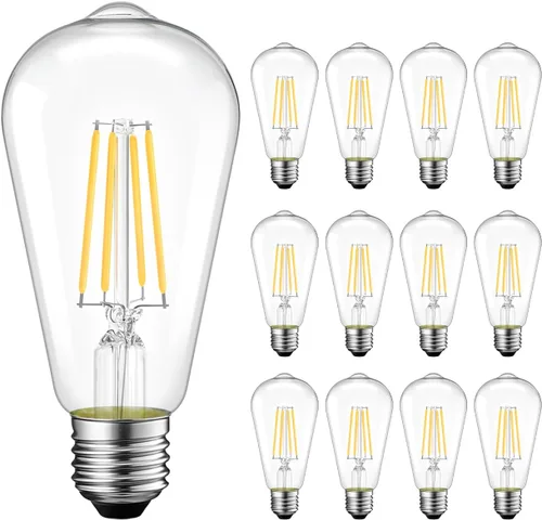 Vista 10 de ANWIO Bombillas LED Edison vintage, paquete de 3 unidades, 7 W, equivalente a 60 W, no regulables, ST58 2700 K, bombillas de filamento LED antiguo