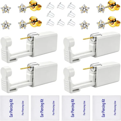 Vista 13 de Kits de Perforación de Orejas, Pistola Desechable de Perforación de Orejas Precargada con Aretes de Circonita Cúbica, Kits de Perforación Corporal