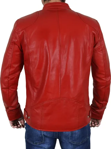 Vista 28 de Lambskin Leather Jacket for Men - Vintage Distressed Brown Biker Coat