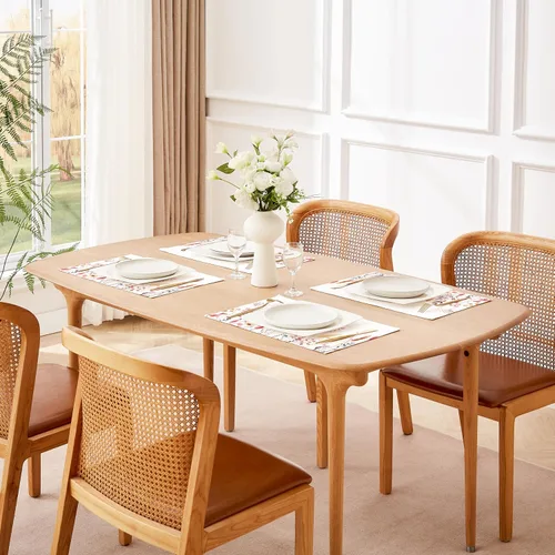 Vista 7 de QIYI Juego de 6 manteles individuales bohemios de 12 x 18 pulgadas, manteles individuales florales de tela de lino para cocina y comedor, manteles