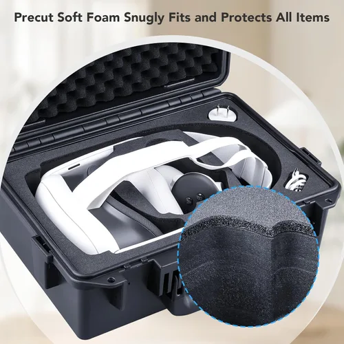Vista 5 de Lykus Titan OQ200 - Funda rígida impermeable, funciona con Quest 3S/Quest 3/Quest 2, compatible con correa oficial Elite, mejor protección