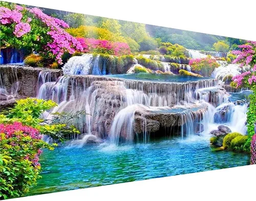 Vista 11 de Kits de pintura de diamante 5D DIY para adultos con bordado de delfín, perforación completa redonda de gran tamaño (31.5x11.8 pulgadas) Arte