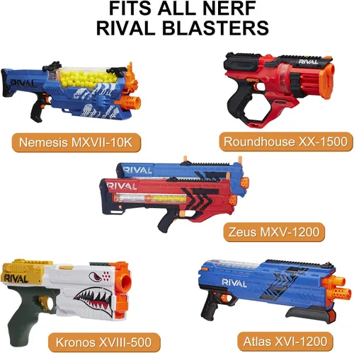 Vista 6 de 100 bolas Rival para pistolas Nerf Rival, balas redondas amarillas de 0.87 pulgadas con cubo, compatibles con pistolas Nerf Rival