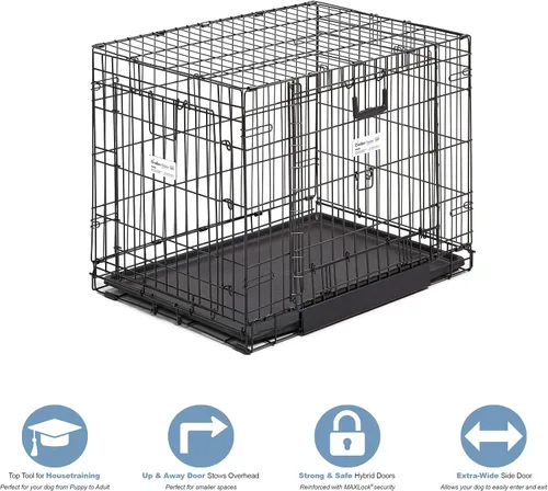 Vista 3 de Jaula de perro MidWest Homes for Pets, Puerta doble, Negro