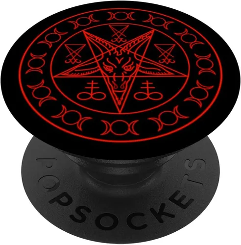 Vista 6 de Pentagrama rojo Sigil of Baphomet Lucifer y Triple Goddess PopSockets MagSafe PopGrip para iPhone