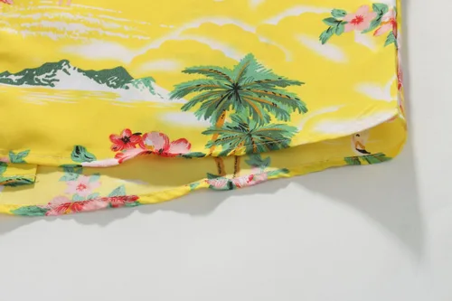 Vista 7 de SSLR Camisa hawaiana para hombre, diseño de flamencos, manga corta, con botones, camisa Aloha
