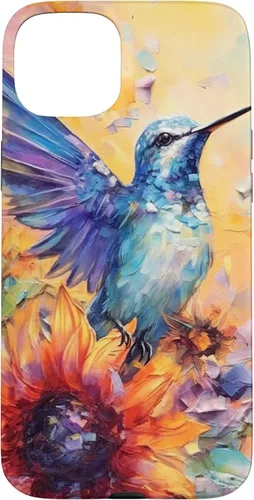 Vista 9 de Colorful Watercolor Sunflower Nature Purple Blue Hummingbird Case for iPhone 17