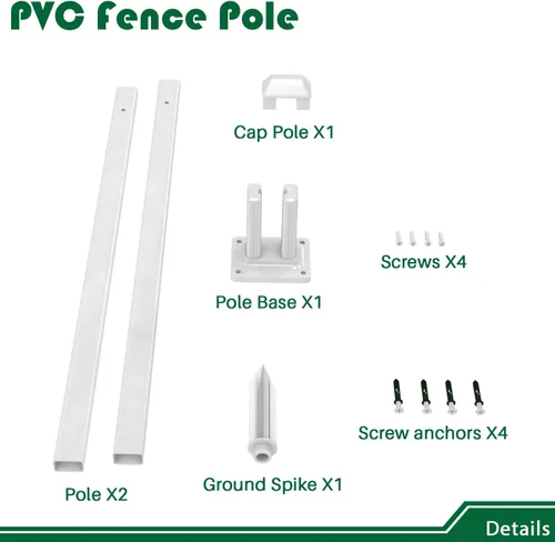Vista 2 de Poste de 32 pulgadas: accesorios de columna de PVC de valla de vieira para animales y patio