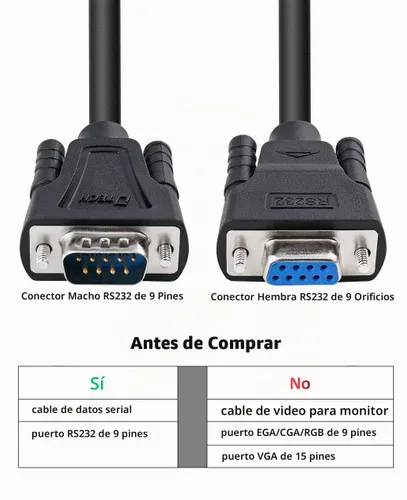 Vista 3 de DTech Extensión de cable serie RS232 de 5 pies macho a hembra de 9 pines rectos