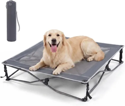 Vista 7 de TIMBER RIDGE Cama para Perros al Aire Libre, Cama Elevada para Perros con Enfriamiento Cuna Elevada Portátil para Mascotas con Malla Transpirable