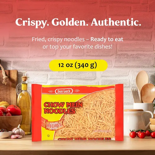 Vista 3 de Sun Luck Chow Mein Fideos de 12 onzas – Fideos de huevo clásicos de estilo chino para saltear, Chow Mein & Lo Mein; cocción rápida, versátil básico