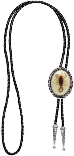 Vista 213 de Jeilwiy Corbata de bolo para hombre, corbata de vaquero occidental, collar de corbata de bolo dorado, corbata de cuero, corbata de Halloween
