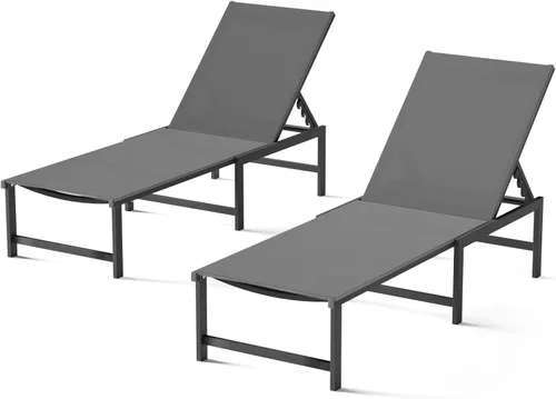 Vista 10 de Tumbona de aluminio para patio al aire libre, gris