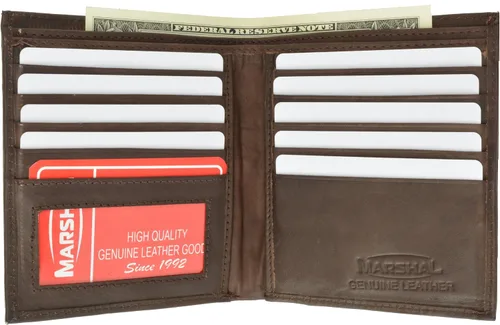 Vista 6 de Billetera plegable de cuero genuino para hombre, delgada, hipster, tarjeta de crédito de piel de vacuno Borgoña