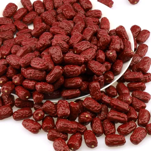 Vista 2 de Gresorth 50 piezas de azufaifa falsa decoración artificial realista rojo fecha modelo realista plástico fruta seca adorno Navidad DIY fiesta