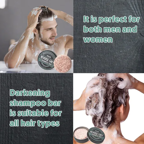Vista 4 de Barra de champú para cabello gris reverso, cobertura de cabello gris, barra de champú comprimido para oscurecer el cabello, cobertura de cabello