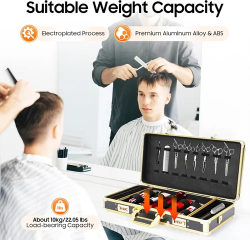 Vista 3 de Herramienta de peluquería Estuche de viaje para peluquería Clipper Trimmer Holder Caja organizadora Caja de herramientas con cerradura, kit de corte