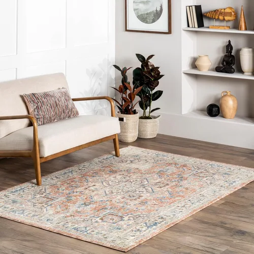 Vista 9 de Nuloom Aadhya - Alfombra geométrica de 2 x 8 pies para sala de estar, dormitorio, comedor, entrada, pasillo, color marrón claro