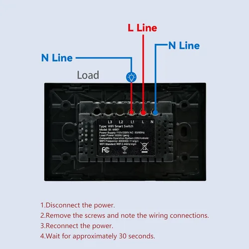 Vista 9 de Interruptor de luz inteligente necesita cable neutro, una sola banda, negro 1 botón 4.65 x 2.83 x 1.34 pulgadas, solo Wi-Fi de 2.4 GHz, funciona