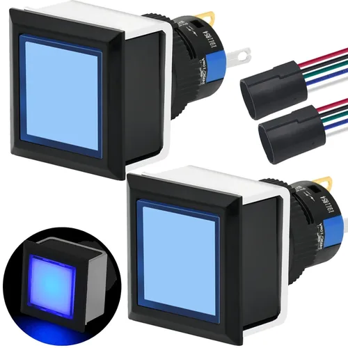 Vista 14 de Interruptor de botón cuadrado 21 * 21 mm 0,83" agujero de montaje cuadrado UL Certificado con luz azul 24 V 1NO 1NC SPDT ENCENDIDO/APAGADO