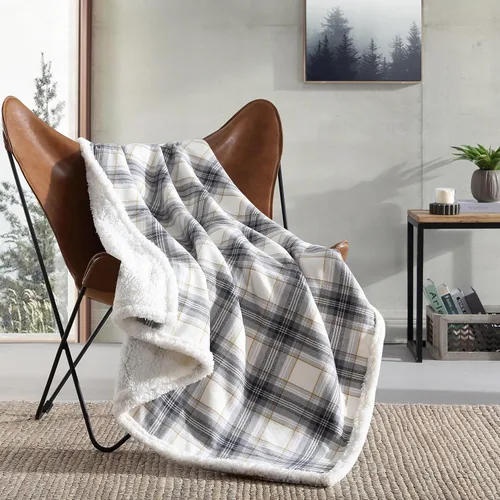 Vista 9 de Eddie Bauer - Manta, ropa de cama reversible de sherpa y forro polar cepillado súper suave, mantas de arrullo para sofá, ideal para descansar