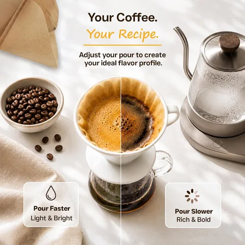 Vista 9 de Gotero de Café Pour Over - Accesorios de Cerámica de Preparación Lenta para Hogar, Cafetería, Restaurantes - Regalo Fácil de Preparación Manual