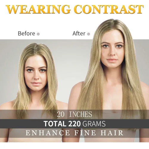 Vista 5 de Sué - Cuatro (4) exquisitas extensiones de 20 pulgadas de cabello ondulado largo grueso con clip, de color rubio miel mezclado con rubio ceniza