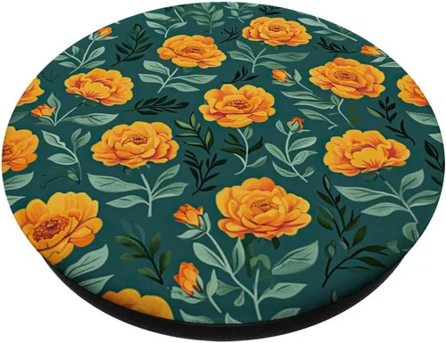 Vista 2 de Marigold Cute Flower Pattern PopSockets Adhesive PopGrip