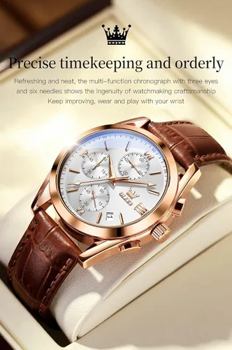 Vista 8 de OLEVS Relojes para hombre, cronógrafo, de moda, casual, analógico, de cuarzo, impermeable, relojes de pulsera luminosos de vestir con correa